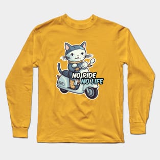 Kawaii cat riding scooter Long Sleeve T-Shirt